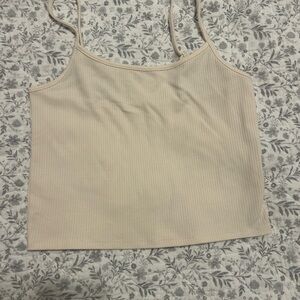 American Eagle Outfitters Cream Ribbed Spaghetti Strap Cami